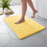 MARTHA STEWART Drylon Microfiber Bath Rug - 1 Piece, Ultra Soft Plush, Non-Slip, Thick, Washable Bathroom Rugs, Home Decor Accessories, Household Essentials, Large Bath Mat, 21" x 34"​, Yellow