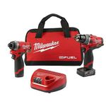 Milwaukee 2598-22 M12 FUEL 2-Tool Combo Kit: 1/2 in. Hammer Drill and 1/4 in. Hex Impact Driver