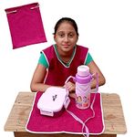 Waterproof & Light Weight Aprons for Kids with Table Mat & Leakproof Lunch Box Bag - 1 Apron - (5-7 Years) - Maroon Color