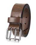 Dickies Men's Double Prong Fully Adjustable Leather Belt, Brown, 3X (50-52)