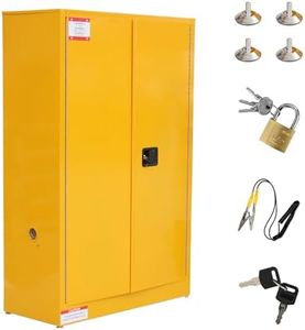GarveeTech Flammable Safe Cabinet, Galvanized Steel Flammable Liquid Storage Cabinet with 2 Shelf, 2 Manual Closing Doors