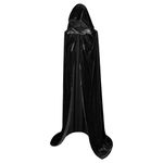 Newthinking Full Length Hooded Velvet Cloak Black, Halloween Christmas Fancy Adult Cape Costumes 150cm/59 inch, Unixsex