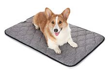 QIAOQI Dog Bed Crate Mat 48" Grey Kennel Pad | Washable Orthopedic Pillow Pet Beds Dense Cushion Padding Bolster