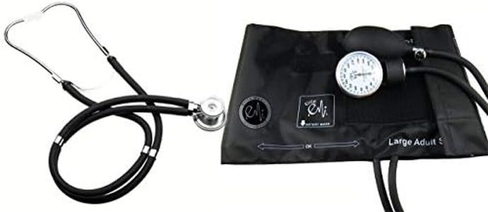 EMI EBL-430 Sprague Rappaport Stethoscope and Large Adult Manual Aneroid Sphygmomanometer Blood Pressure Cuff - Black