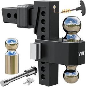 VNN Adjustable Drop Hitch, Tri-Ball(1-7/8'', 2'', 2-5/16'') Hitch, Fits 2-Inch Receiver, 8 Inch Drop Trailer Hitch, 15000 LBS GTW-Truck Trailer Hitch, Heavy Duty Solid Ball Mount, Black, VN0013