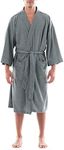 Fruit of the Loom mens Waffle Kimono Robe, Grey Heather, One Size