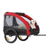 Klarfit Dog Bike Trailer, Dog Trailer for Bicycle, 600D Oxford Canvas Pet Carrier On Wheels, Reflectors, Warning Flag, Safety Leash, Dog Bike Carrier For Small/Medium Dogs Up To 40kg, Dog Cart Trolley