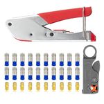 CYLBAQ Coax Cable Stripper Tool, Coaxial Cable Crimping Tool Kit F Type Connector Compression Tool Set for RG59/6/58 with 10PCS Gold Plated Female to Female RG6 Connectors