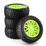 Chanmoo 1/10 RC Off Road Tires and Wheels 12mm Hex Rubber Short Course Truck Tyres with Foam Insert for 1:10 Scale Buggy Car ARRMA Traxxas Wltoys 144001 Losi HSP 94107 94170 94155 94177 4PCS (Green)