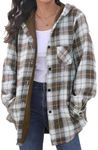 HOTOUCH Womens Oversized Fleece Flannel Jackets Shirts Button Down Long Sleeve Shacket Blouse Fall Winter Plaid Outfits 2024