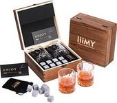 Whisky Stones and Glasses Gift Set, Whisky Rocks Chilling Stones in Handmade Wooden Box– Cool Drinks Without Dilution – Whisky Glasses Set of 2, Dad, Husband, Men Gift – iiiMY