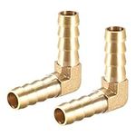 sourcing map 10mm Barb Brass Hose Fitting 90 Degree Elbow Pipe Connector Coupler Tubing 2pcs