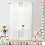 Megachest Woven Voile metallic ring top Curtain 2 Panels with ties (28 colors) (pure white, 56" wideX81 drop(W142cmXH206cm))