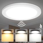 HiBay 18W Motion Sensor Ceiling Light Indoor, 3CCT 3000K/4500K/6000K PIR Ceiling Light Round 1800lm Sensor Lights Indoors Ultra Slim 240V for Stair, Hallway, Porch, Garage, Balcony