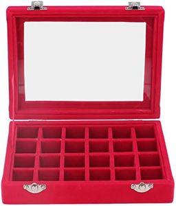 Tyenaza Scatola per Gioielli in Velluto, 24 Scomparti Custodia per Gioielli Scatola Portaoggetti per Orecchini Anelli Custodia per Gioielli con Serrature (Rosso)