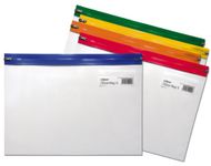 Snopake A4 Plus Zippa-Bag ‘S’ Classic with Write-On Label [Pack of 5] 370 x 260 mm – Transparent/Assorted Zip Strips [Ref: 12814]