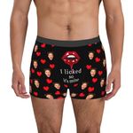 Personalised Face Boxers Underwear for Men, Custom Girlfriend Photo&Name Boxer Briefs, Picture Funny Shorts Underpants Valentine's Day Birthday Anniversary Unique Gifts for Husband Boyfriend