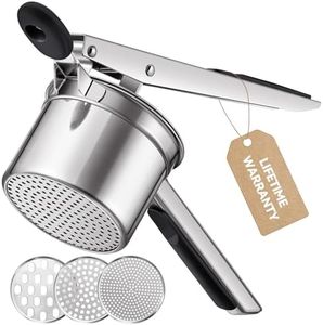 Potato Ricer, Sopito Stainless Steel Potato Masher with 3 Interchangable Discs and Silicone Handle to Make Smooth Mash Puree
