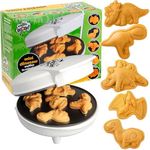 Dinosaur Mini Waffle Maker- 5 Different 3D Shaped Dinos in Minutes- Special Breakfast for Kids, Adults w Cool Novelty Pancakes, Electric NonStick Waffler Iron, Valentines Gift for Him or Dessert Treat