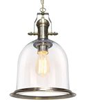 Vintage Clear Glass Pendant Light Antique Brass Bell Ceiling Lampshade Retro Industrial M0120