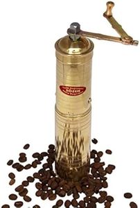 9" Handmade Manual Brass Coffee Mill Grinder Sozen, Portable Conical Burr Coffee Mill, Portable Hand Crank Coffee Grinder, Turkish Coffee Grinder