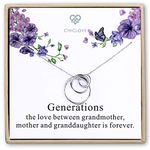 CHICLOVE Sterling Silver 3 Circles Necklace - Generation Necklace - Grandmother Mother Daughter Necklaces - Family Necklace - Grandma Gift - Mother Daughter Necklace (Generation Necklace), Sterling