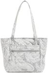 Vera Bradley Women's Performance Twill Small Vera Tote Bag Handbag, Cloud Gray Paisley