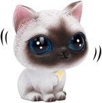 YGMONER Cat Bobblehead Ornaments Car Dashboard Shake Head Decoration (Siamese)