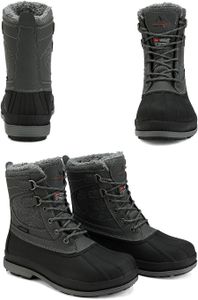 NORTIV 8 Men’s Waterproof Winter Snow Hiking Boots, Grey/Black, Size 10