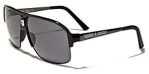 Khan Mens Pilot Sunglasses Oversized Retro Vintage Shades UV400 (BLACK&BLACK)