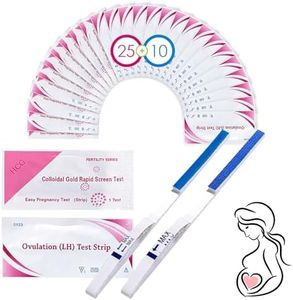 25 Pruebas de Ovulación y 10 Pruebas de Embarazo, Kits de Tests de Ovulación y Fertilidad, Kits de Tests de Fertilidad, Test Ovulación Rápido Fácil de Usar Femenina (25LH + 10HCG)