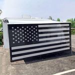 Tentproinc RV Awning Sun Shade Screen 7' X 18' 3'' (American Flag) Black Mesh Sunshade Camper Trailer Awning Shade Screen UV Blocker Completed Kits