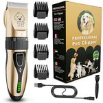 GLOBAL TECH Dog Clippers, Rechargeable Low Noise Cordless Pet Clippers for Dogs Cats and Other Pets - Professional Dog Grooming Clipper Kit Shaver Trimmer Suitable for Thick Hair/Coats