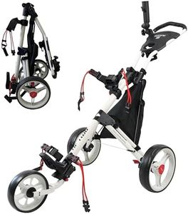 Newfly Golftrolley mit 3 Rädern, Ultraleicht, zusammenklappbar, mit Fußbremse, einfach zu öffnen und zu schließen, Golfwagen, mit Schirmhalter und Aufbewahrungstasche, (White)