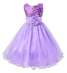 stylesilove Little Children Lovely Sequin Flower Girl Dress, 5 Colors - Purple - 130 cm/4-5 Years