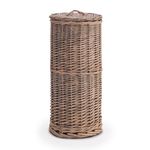 Woodluv Traditionally Hand Woven Rustic Free Standing Toilet Roll Paper Holder Stand Storage, Natural, Dia 18 cm x 40 cm height