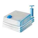 Amazon Brand - Solimo Vacuum Storage Bags for Travel | Space Saver | Airtight Reusable Ziplock with Hand Pump | Compression Storage Bag | 6-Pack (3 Large, 3 Jumbo)