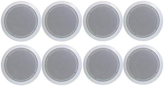 Pyle PDIC51RD 150 Watt 5.25 Inch Round Flush Mount in-Wall or Ceiling Home Audio Subwoofer Speaker System, Pack of 8, White