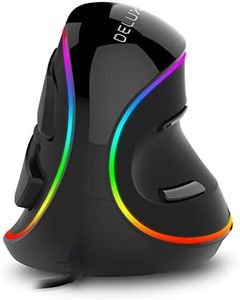 DeLUX Ratón Vertical Ergonómico con Cable, Iluminación RGB, 4000 dpi, 6 Botones, Reposamuñecas Extraíble, Reduce la Tensión de la Mano, para Túnel Carpiano (M618PlusRGB-negro)