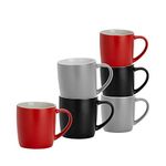 Argon Tableware Matt Coloured Coffee Mugs - Modern Stoneware Cappuccino Tea Cups - 350ml - Lancashire - Pack of 6