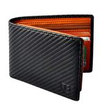 BIAL Mens Wallet, RFID Blocking, Flip, Slim Bifold, 2 ID Window Wallet, Superfine Fiber PU Synthetic Leather