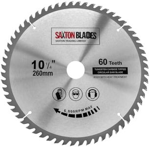 Saxton TCT Circular Wood Saw Blade 260mm x 30mm x 60T Compatible with Festool Bosch Makita Dewalt