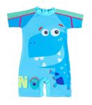 Bubble Berry Swimming Costume for Boys | Light Blue Dino Print | 1 Piece Swimsuit | 2-3 Years