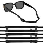 Qufiiry 5 PCS Glasses Chain, Eyeglasses Straps, Eyeglasses Cord, No Tail Adjustable Eyewear Retainer, Glasses Strap for Men Women & Teenagers, Sports Glasses Band, Soft & Durable (Black)