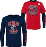 NFL Boys Youth 8-20 Game Day Team Color 3 Pack T-Shirt and Long Sleeve Combo Shirt Set, New England Patriots, Large