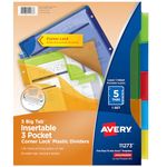 Avery Big Tab Three-Pocket Insertable Corner Lock Plastic Dividers, 5-Tabs, 1 Set (11273)