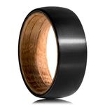 Morf Jewelry Whiskey Barrel Tungsten Wedding Band, Tungsten Wedding Wood Ring, Minimalist Couple Engagement Customized Ring, Promise Ring for Men with Plain/Customized Box, Wood, No Gemstone