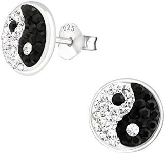 Laimons Pendientes para mujer Disco con forma de círculo yin-yang Circonita Plata de ley 925
