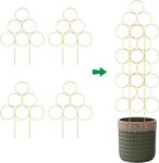 4 Pack Plant Trellis Indoor 15.7 Inch for Climbing Plants Indoor Small Garden Trellis for Potted Plant Support Metal Wire Stackable Trellis Houseplant for Monstera Vines Lvy Pothos (4 Gold)