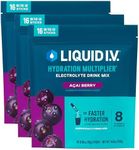 Liquid I.V. Hydration Multiplier - Acai Berry - Hydration Powder Packets | Electrolyte Supplement Drink Mix | Low Sugar | Easy Open Single-Serving Stick | Non-GMO (Acai Berry/48 Count)